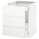 White kitchen cabinet with drawers, modern minimalist design, high gloss finish.