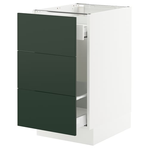 White kitchen cabinet with green drawers, modern minimalist design.