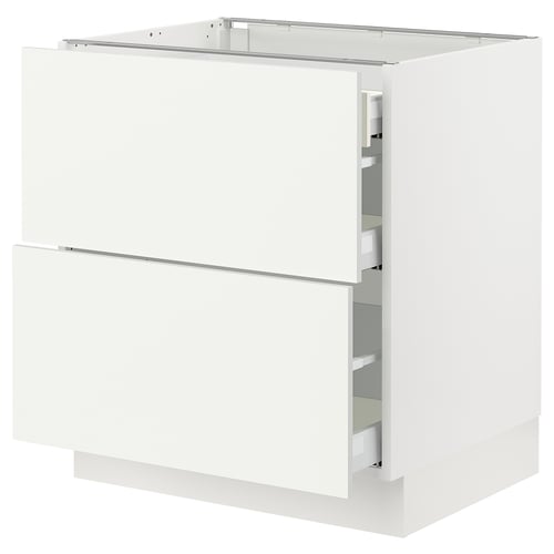 SEKTION white kitchen cabinet, sleek and modern, rectangular with two drawers.