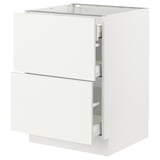 SEKTION / MAXIMERA Base cab with 2 fronts/3 drawers, white/Vallstena white, 61x61x76 cm