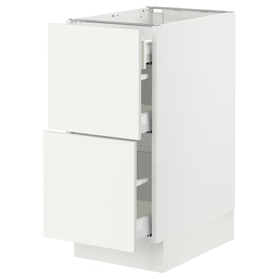 SEKTION / MAXIMERA Base cab with 2 fronts/3 drawers, white/Vallstena white, 38x61x76 cm