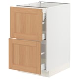 SEKTION / MAXIMERA Base cab with 2 fronts/3 drawers, white/Vedhamn oak, 46x61x76 cm