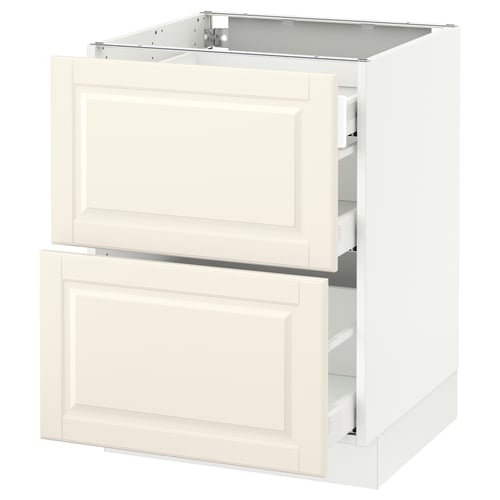SEKTION kitchen cabinet in off-white with bevelled edges, featuring two drawers and sturdy frame.