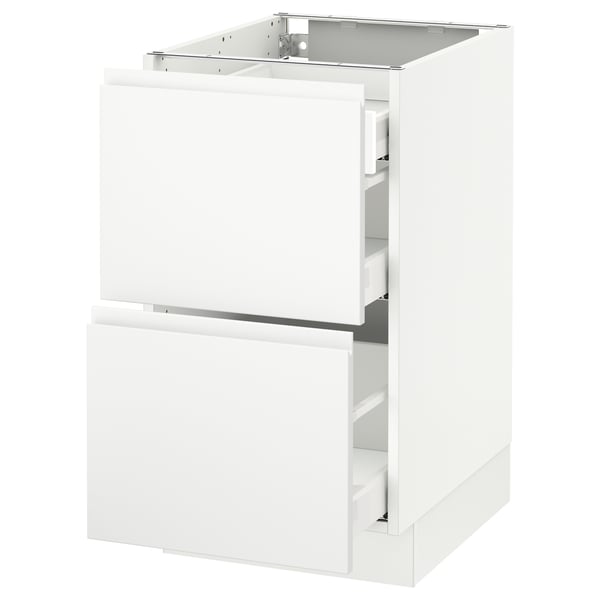 SEKTION kitchen cabinet, matte white, modern design with integrated handles, full-extension drawers.