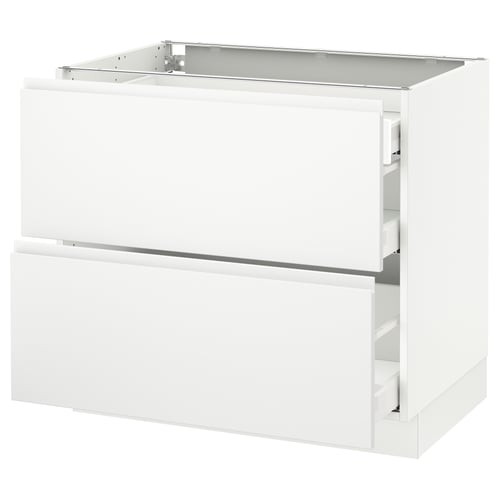 Modern white ikea SEKTION kitchen cabinet with two drawers and sleek design.