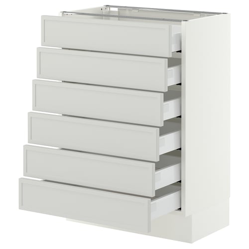 SEKTION / MAXIMERA Base cabinet 6 fronts/6 low drawers, white/Aspudden light grey, 61x37x76 cm