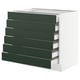 SEKTION / MAXIMERA Base cabinet 6 fronts/6 low drawers, white/Havstorp deep green, 91x61x76 cm