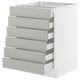 SEKTION / MAXIMERA Base cabinet 6 fronts/6 low drawers, white/Havstorp light grey, 61x61x76 cm