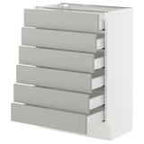 SEKTION / MAXIMERA Base cabinet 6 fronts/6 low drawers, white/Havstorp light grey, 61x37x76 cm