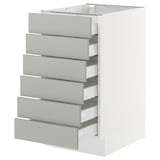 SEKTION / MAXIMERA Base cabinet 6 fronts/6 low drawers, white/Havstorp light grey, 46x61x76 cm