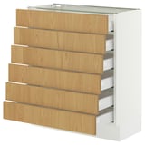 SEKTION / MAXIMERA Base cabinet 6 fronts/6 low drawers, white/Sinarp oak veneer, 76x37x76 cm