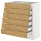 SEKTION / MAXIMERA Base cabinet 6 fronts/6 low drawers, white/Sinarp oak veneer, 76x37x76 cm
