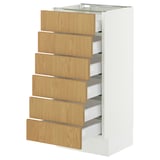 SEKTION / MAXIMERA Base cabinet 6 fronts/6 low drawers, white/Sinarp oak veneer, 38x37x76 cm