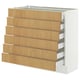 SEKTION / MAXIMERA Base cabinet 6 fronts/6 low drawers, white/Sinarp oak veneer, 91x37x76 cm