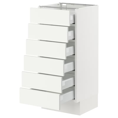 SEKTION / MAXIMERA Base cabinet 6 fronts/6 low drawers, white/Vallstena white, 38x37x76 cm