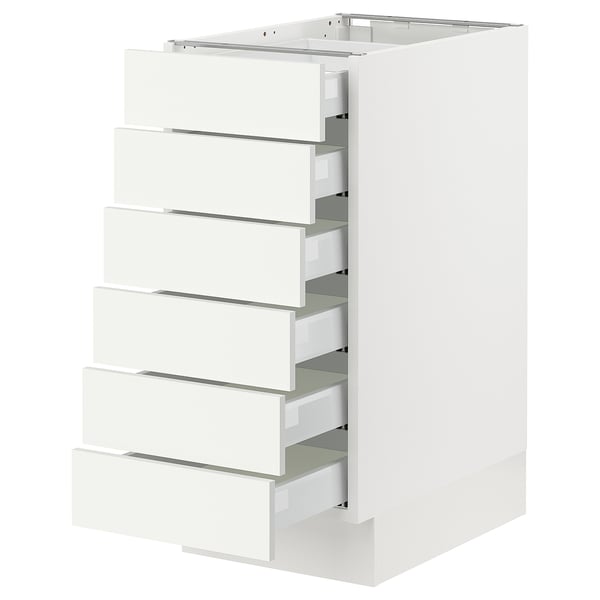 SEKTION / MAXIMERA Base cabinet 6 fronts/6 low drawers, white/Vallstena white, 38x61x76 cm