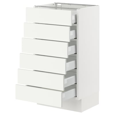 SEKTION / MAXIMERA Base cabinet 6 fronts/6 low drawers, white/Vallstena white, 46x37x76 cm