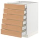 SEKTION / MAXIMERA Base cabinet 6 fronts/6 low drawers, white/Vedhamn oak, 61x61x76 cm
