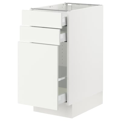 SEKTION / MAXIMERA Base cabinet/p-out storage/2 drwrs, white/Vallstena white, 38x61x76 cm