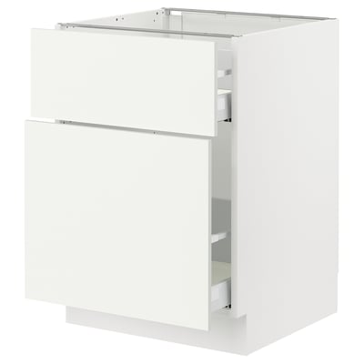 SEKTION / MAXIMERA Base cabinet/p-out storage/drawer, white/Vallstena white, 61x61x76 cm