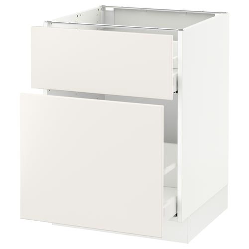 This image shows an ikea SEKTION white kitchen cabinet with a smooth, modern design. It has a sturdy frame and includes a full-extension drawer.