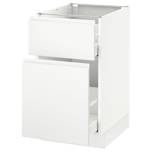 SEKTION white kitchen cabinet, modern minimalist design, sturdy construction with full-extension drawers.