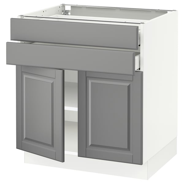 Sektion Maximera Base Cabinet W 2 Doors 2 Drawers White Bodbyn Grey Ikea