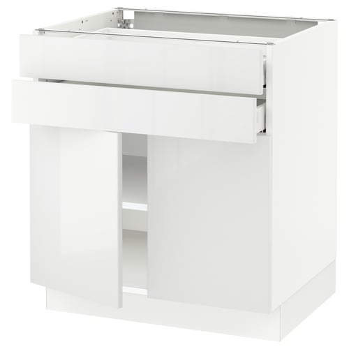 SEKTION kitchen base in white with high-gloss finish, modern design, and adjustable shelves.
