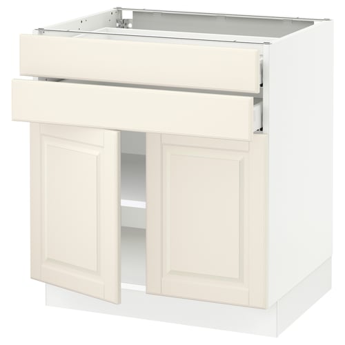 Off-white SEKTION kitchen cabinet, traditional design, 2 doors, 1 drawer, fiberboard, particleboard, bevelled edges, adjustable shelves.