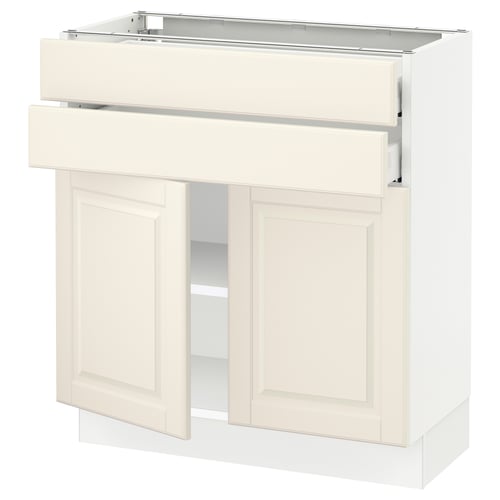 White SEKTION kitchen cabinet, off-white, modern classic design with adjustable shelves, bevelled edges.