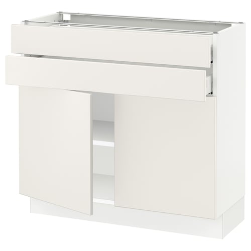 SEKTION white kitchen unit, modern design, glossy finish, pearly white, rectangular shape, with drawer and shelf.
