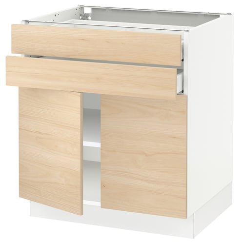 Modern light wood cabinet with open drawer, part of IKEAs SEKTION kitchen system.