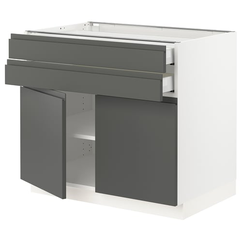 SEKTION kitchen unit, grey, with drawers & shelves, modern design.