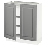 SEKTION / MAXIMERA Base cabinet w 2 doors/3 drawers, white/Bodbyn grey, 76x37x76 cm