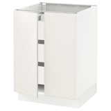 SEKTION / MAXIMERA Base cabinet w 2 doors/3 drawers, white/Veddinge white, 61x61x76 cm