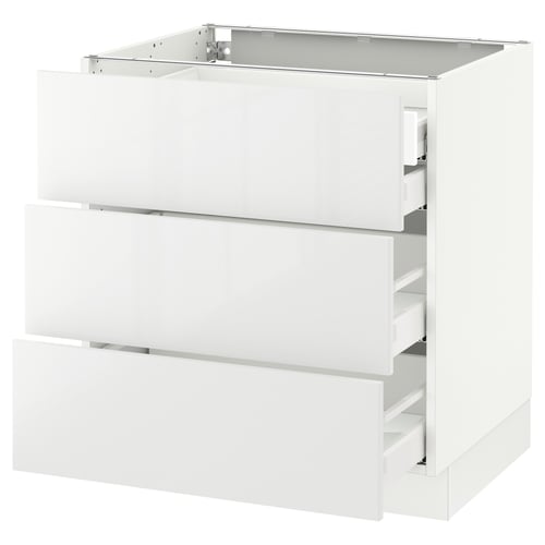A white SEKTION kitchen cabinet with modern glossy fronts and smooth-running drawers.