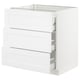White SEKTION kitchen cabinet with three full-extension drawers, sleek and modern design.
