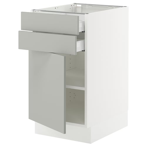 SEKTION kitchen unit in light grey with two drawers and an adjustable shelf, sleek and modern design.