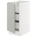 SEKTION / MAXIMERA Base cabinet with 1 door/3 drawers, white/Havstorp light grey, 38x61x76 cm