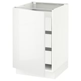 SEKTION / MAXIMERA Base cabinet with 1 door/3 drawers, white/Ringhult white, 53x61x76 cm
