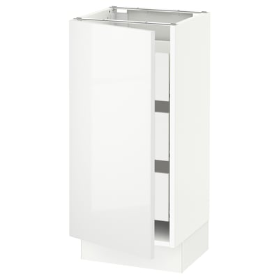 SEKTION / MAXIMERA Base cabinet with 1 door/3 drawers, white/Ringhult white, 38x37x76 cm