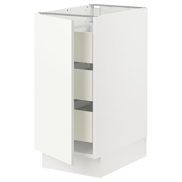 SEKTION / MAXIMERA Base cabinet with 1 door/3 drawers, white/Vallstena white, 38x61x76 cm