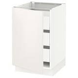 SEKTION / MAXIMERA Base cabinet with 1 door/3 drawers, white/Veddinge white, 53x61x76 cm