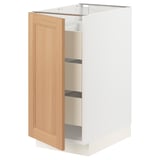 SEKTION / MAXIMERA Base cabinet with 1 door/3 drawers, white/Vedhamn oak, 38x61x76 cm
