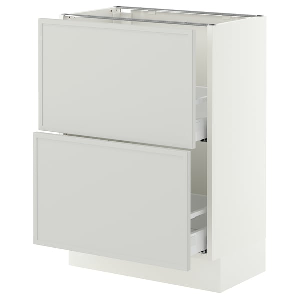 SEKTION / MAXIMERA Base cabinet with 2 drawers, white/Aspudden light grey, 61x37x76 cm
