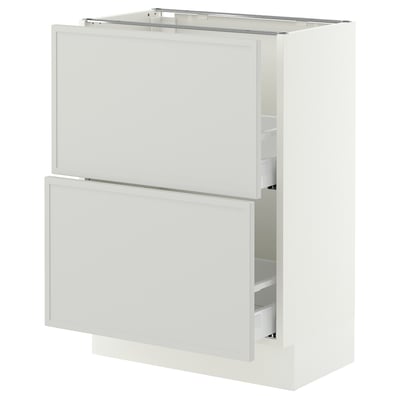SEKTION / MAXIMERA Base cabinet with 2 drawers, white/Aspudden light grey, 61x37x76 cm