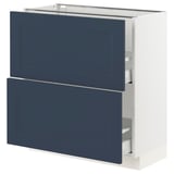 SEKTION / MAXIMERA Base cabinet with 2 drawers, white Axstad/matt blue, 76x37x76 cm