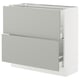 SEKTION / MAXIMERA Base cabinet with 2 drawers, white/Havstorp light grey, 91x37x76 cm