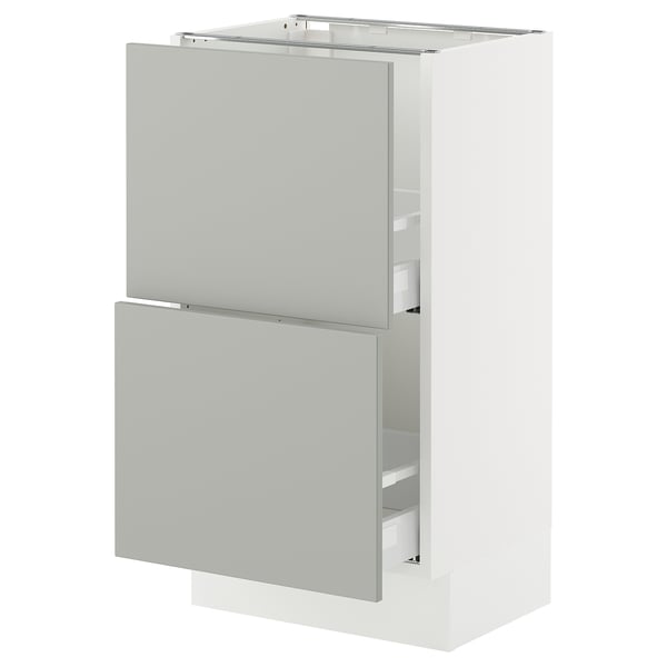 SEKTION / MAXIMERA Base cabinet with 2 drawers, white/Havstorp light grey, 46x37x76 cm