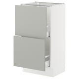 SEKTION / MAXIMERA Base cabinet with 2 drawers, white/Havstorp light grey, 46x37x76 cm